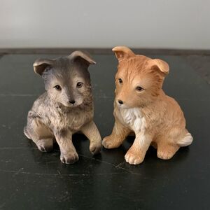 HOMCO HOME INTERIORS Two Porcelain Puppy Dog Figurines #8828 3 Inch